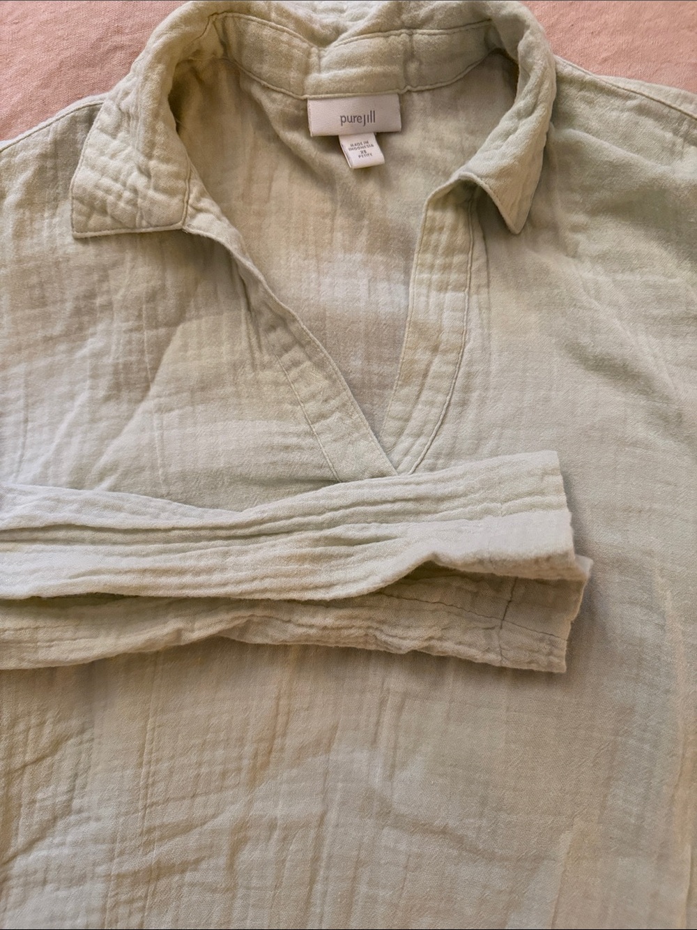 Pure Jill Lightweight Cotton Gauze Tunic - Soft Sage PXS